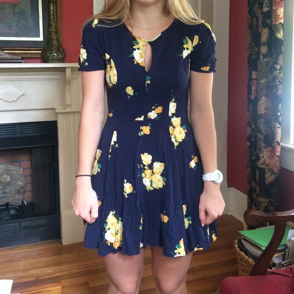 Urban Outfitters Navy Floral Mini Dress
